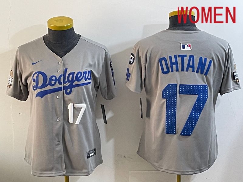 Women Los Angeles Dodgers 17 Ohtani Grey Game 2024 Nike MLB Jersey style 12054